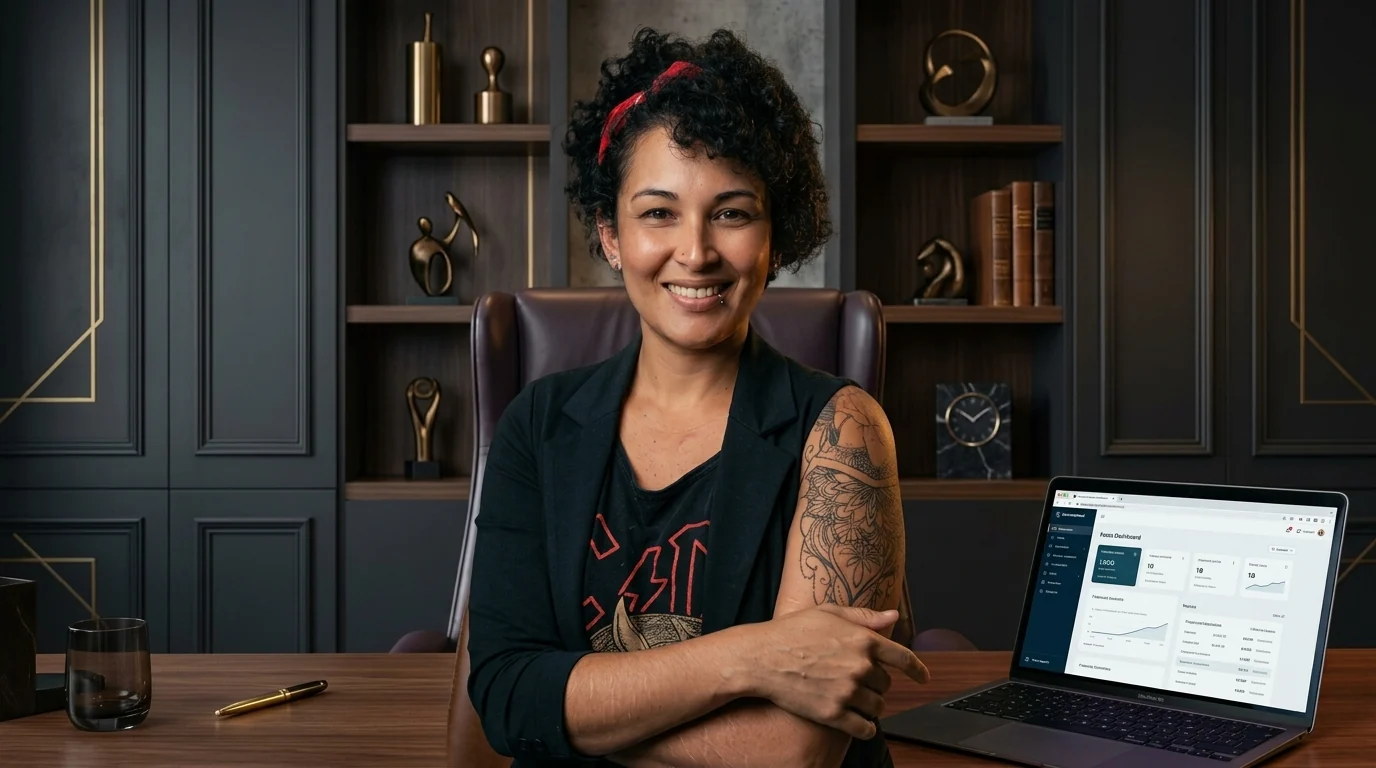 Ingrid Ferreira em seu escritório