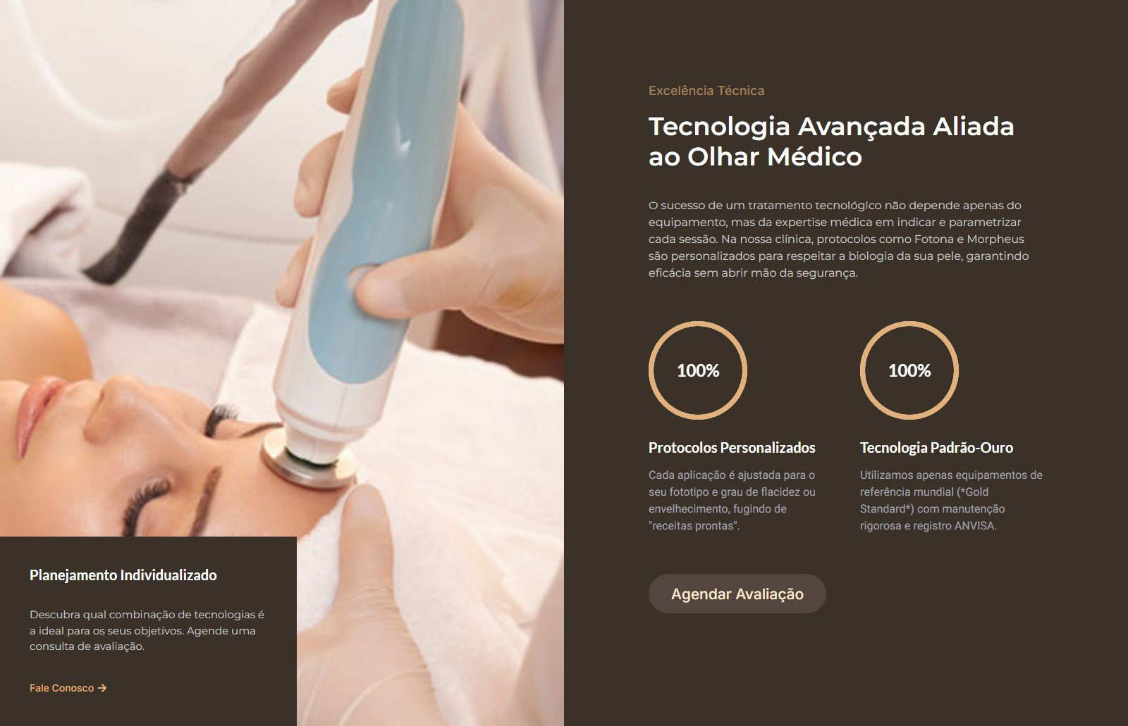 Seção Tecnologia Avançada Aliada ao Olhar Médico da página de Tecnologias