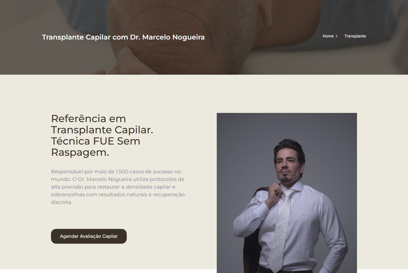 Topo da página de Transplante Capilar com o Dr. Marcelo Nogueira