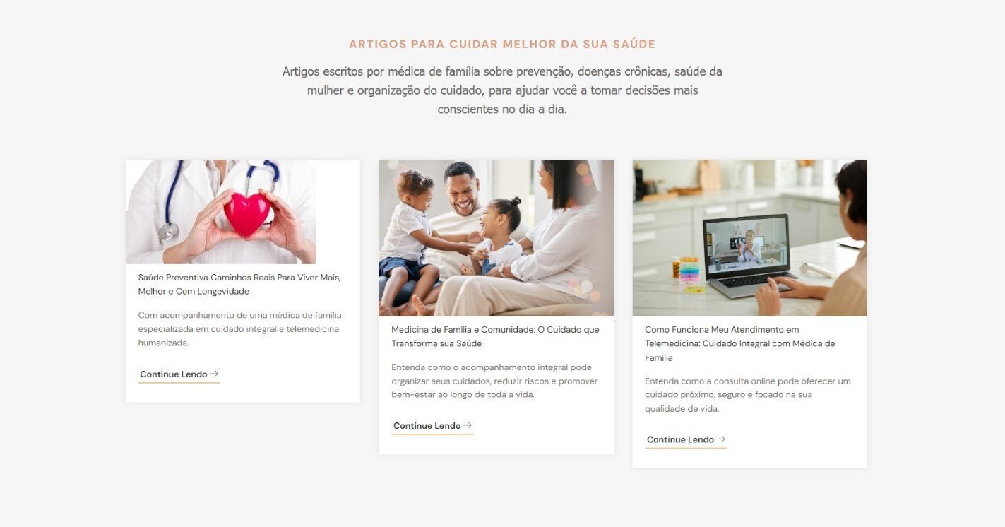 Seção de artigos do blog para cuidar melhor da saúde
